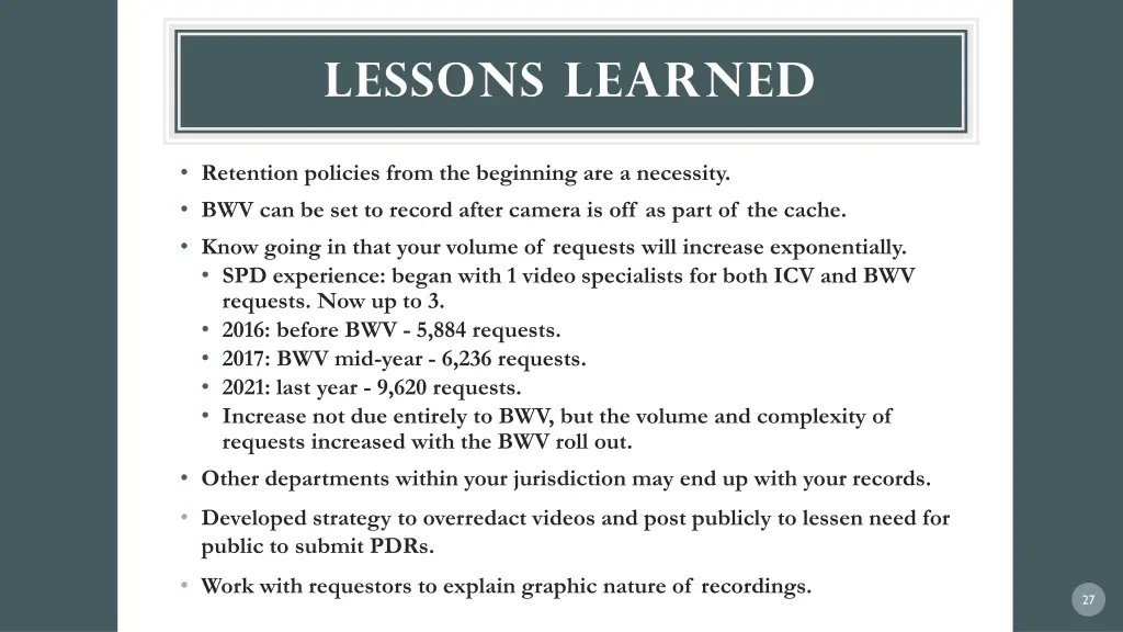 lessons learned