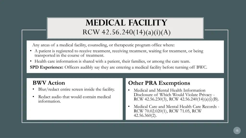 medical facility rcw 42 56 240 14 a i a