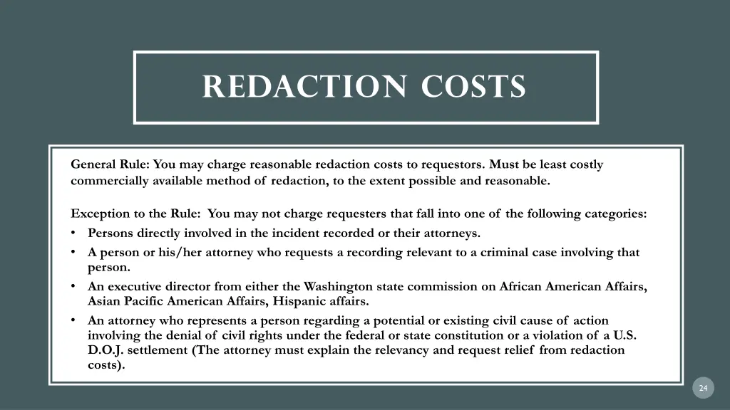 redaction costs