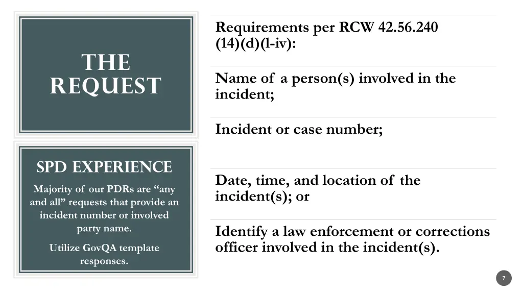 requirements per rcw 42 56 240 14 d l iv