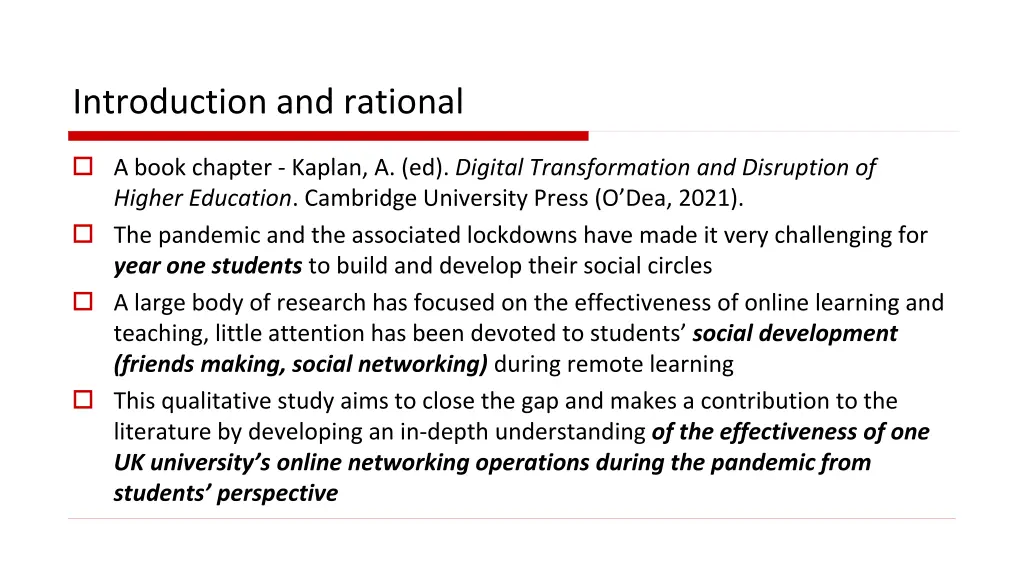 introduction and rational