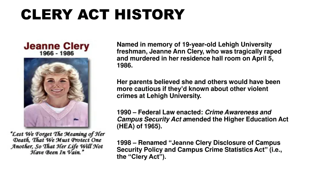 clery act history