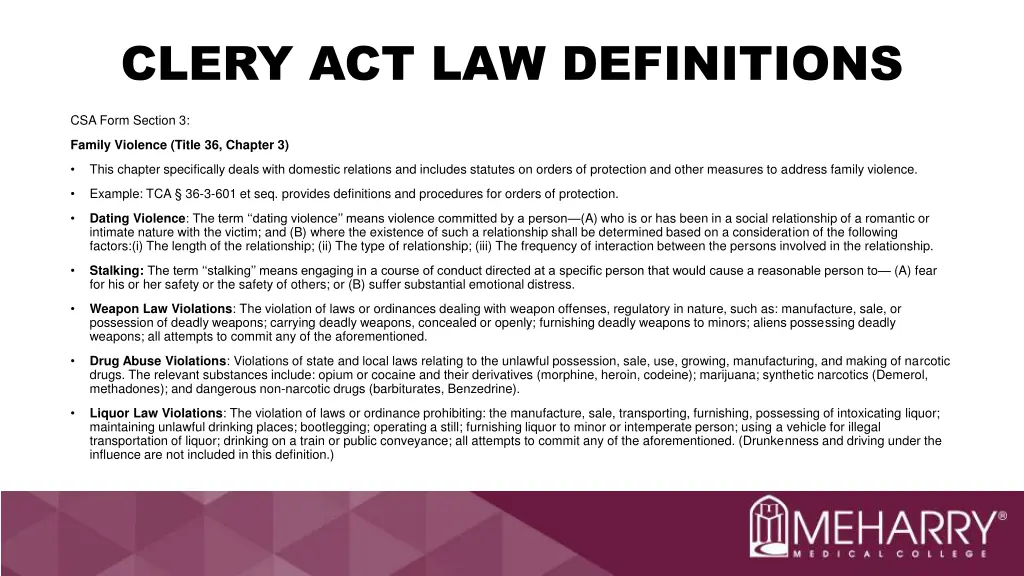 clery act law definitions 1