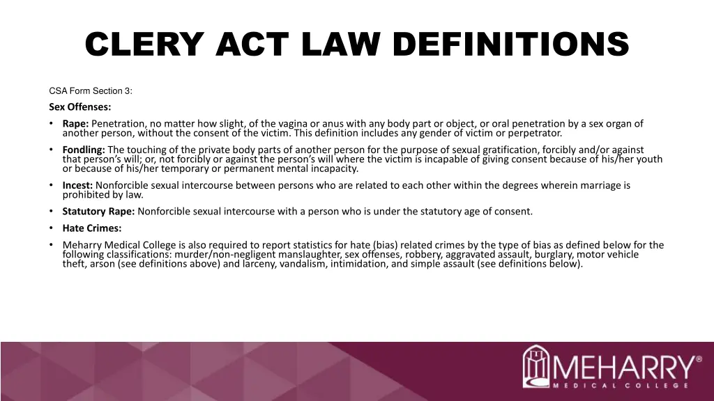 clery act law definitions 2