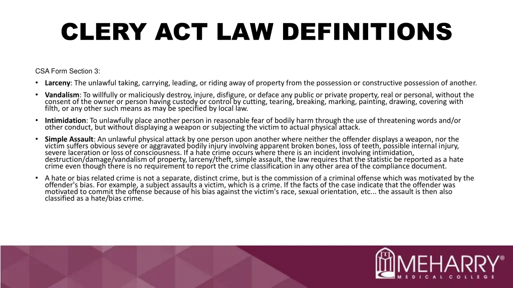 clery act law definitions 3