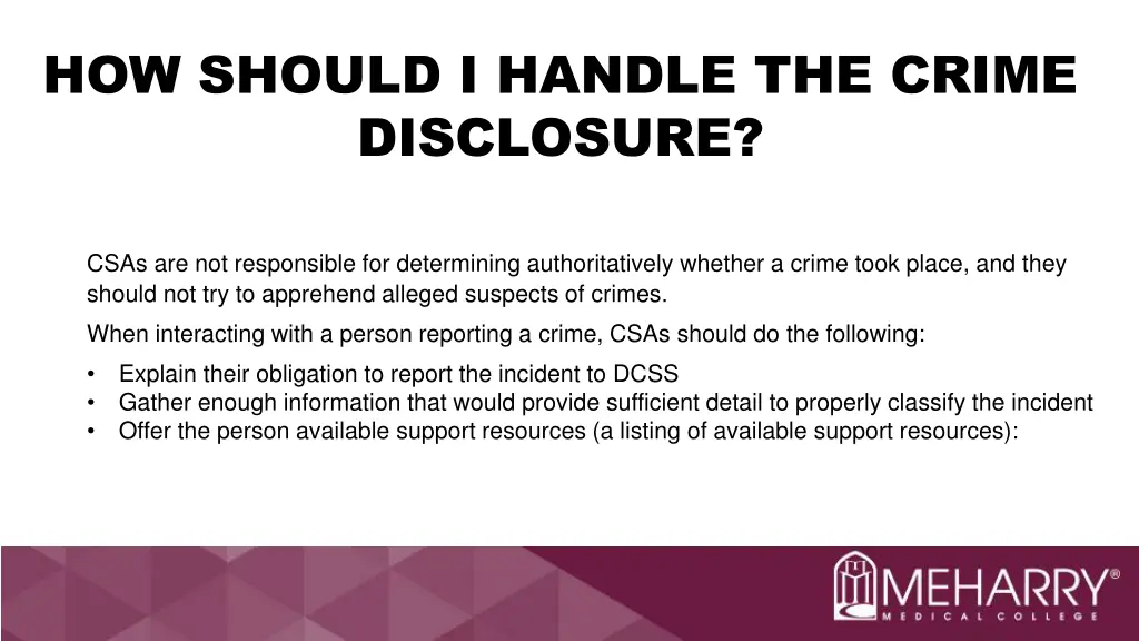 how should i handle the crime disclosure