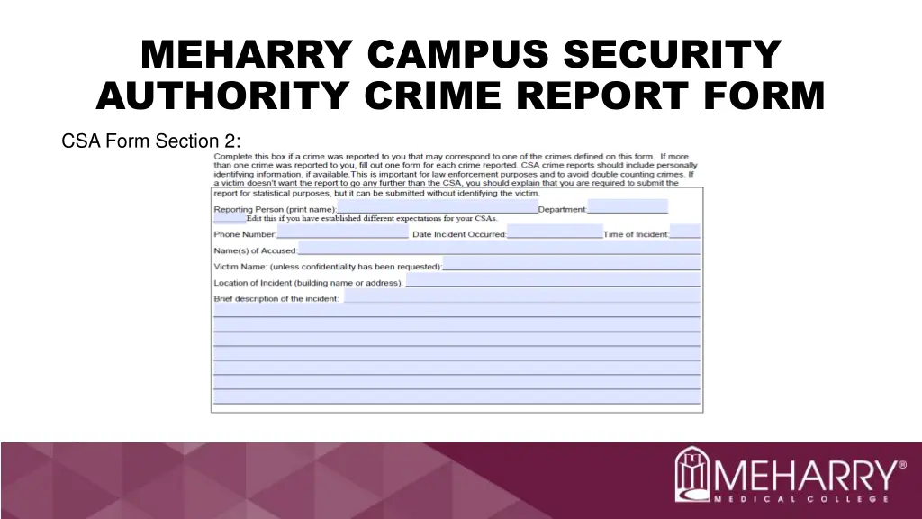 meharry campus security authority crime report 2