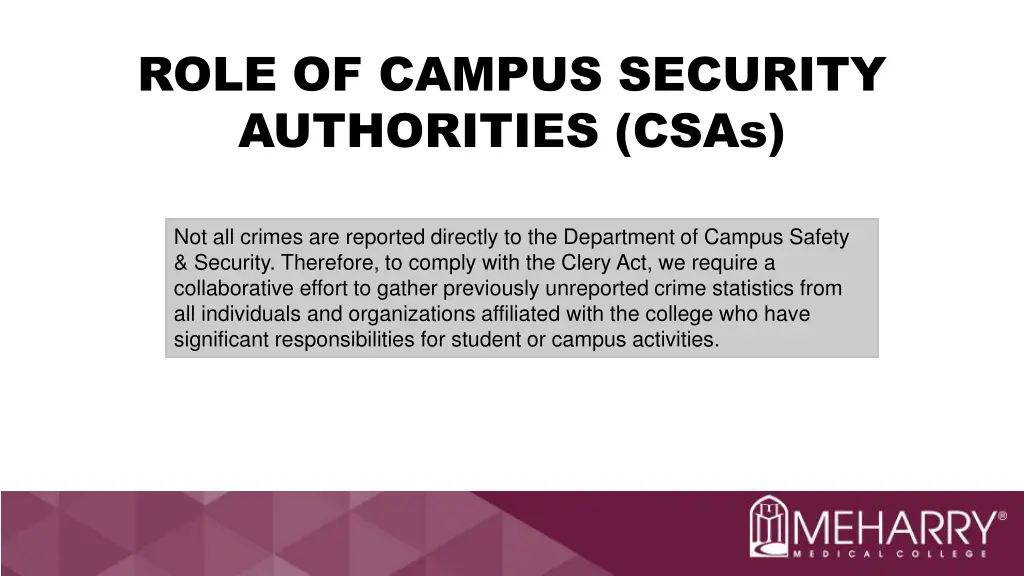 role of campus security authorities csas