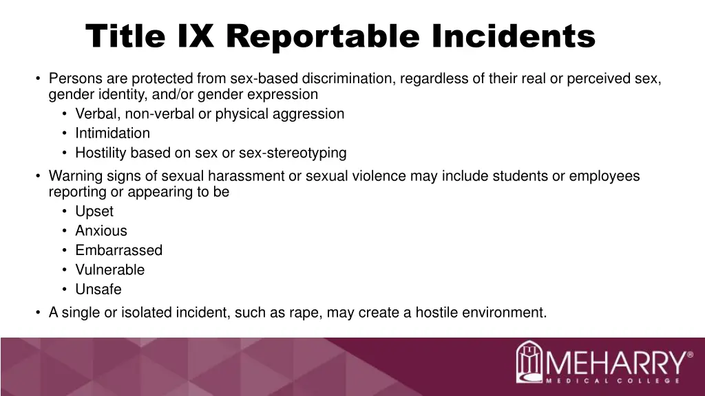 title ix reportable incidents