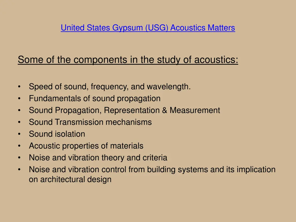 united states gypsum usg acoustics matters