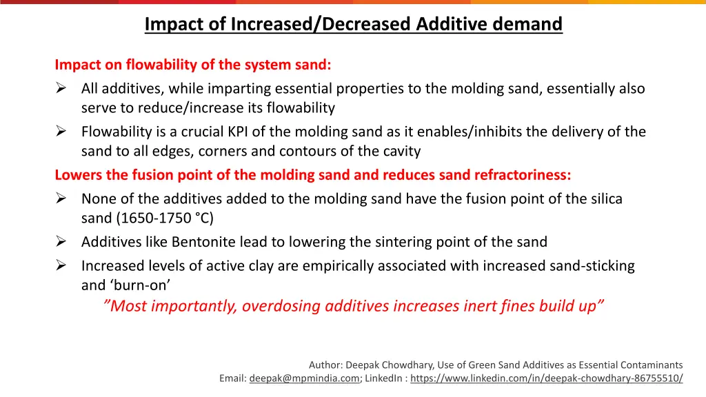 impact of increased decreased additive demand