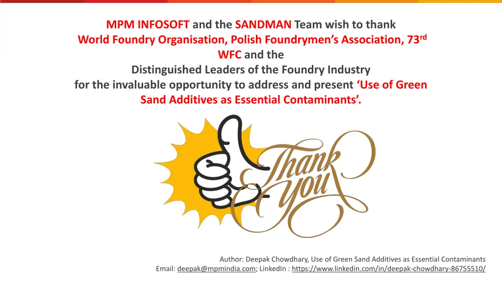 mpm infosoft and the sandman team wish to thank