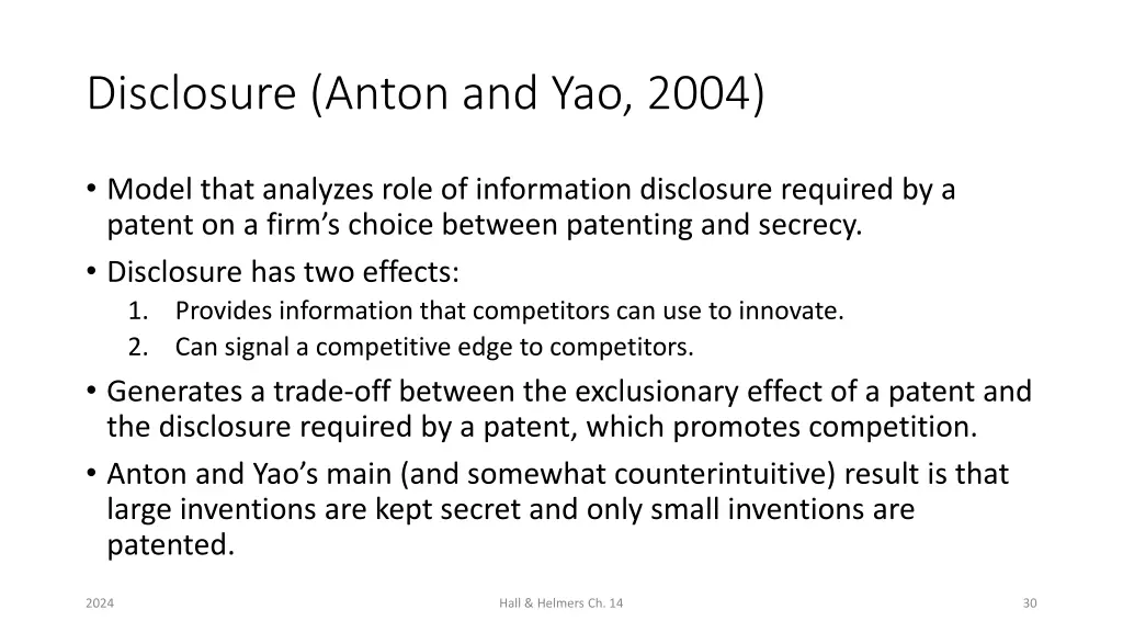 disclosure anton and yao 2004