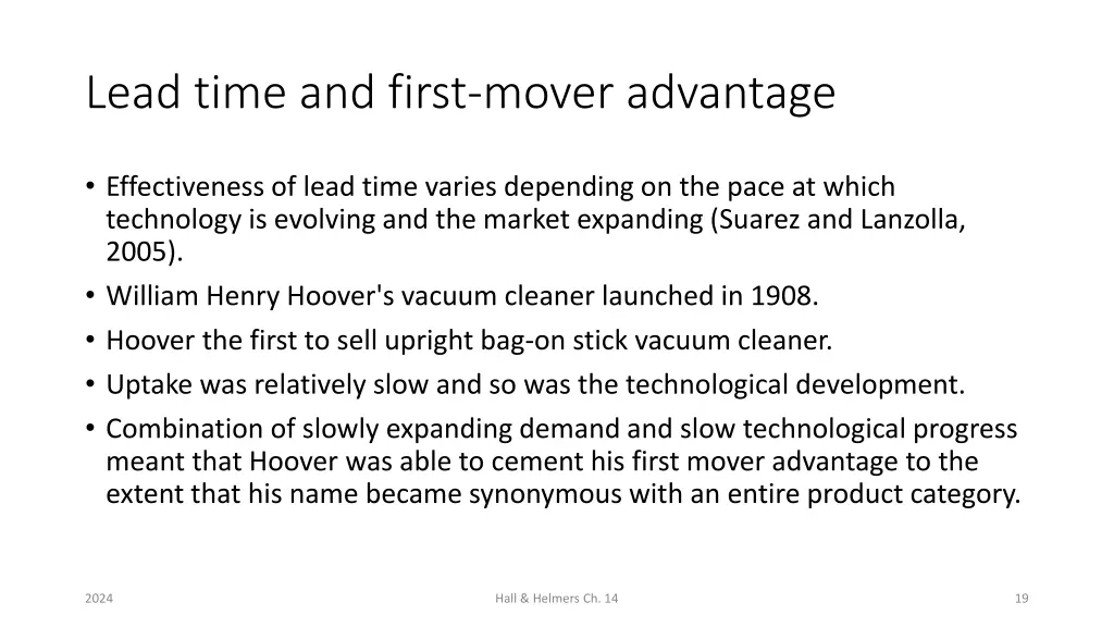 lead time and first mover advantage 2