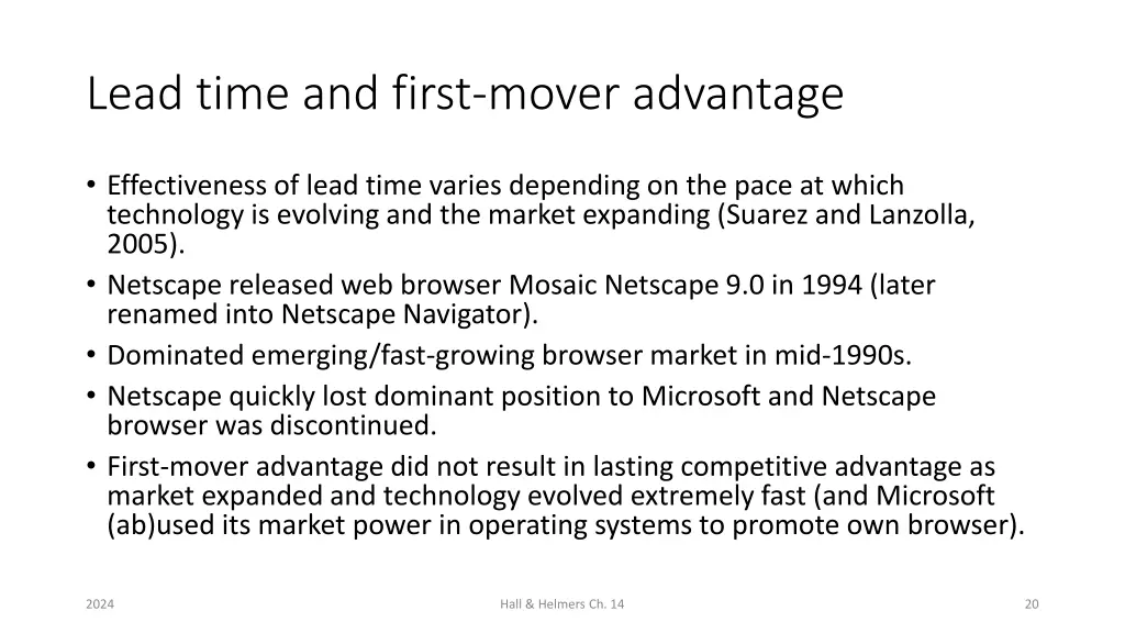 lead time and first mover advantage 3