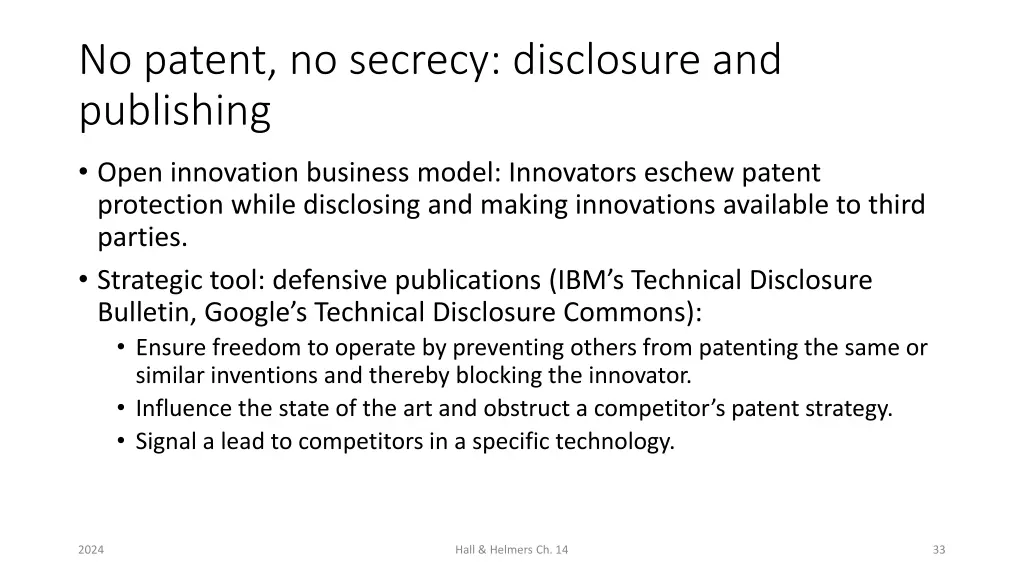 no patent no secrecy disclosure and publishing