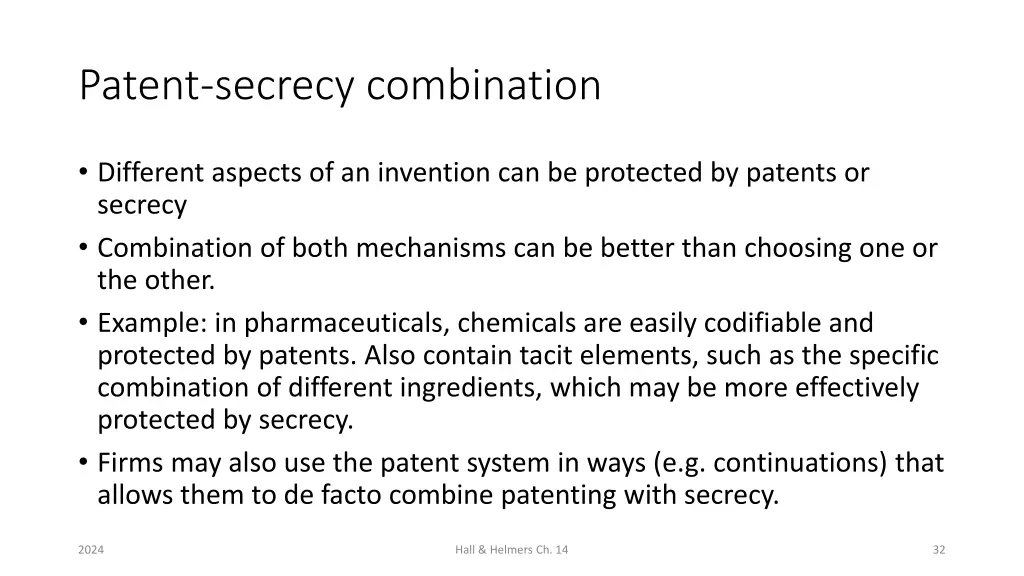 patent secrecy combination