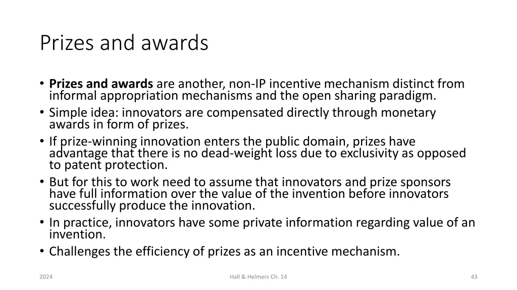 prizes and awards