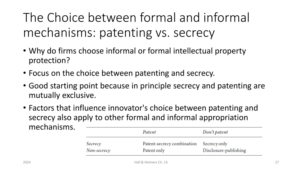 the choice between formal and informal mechanisms