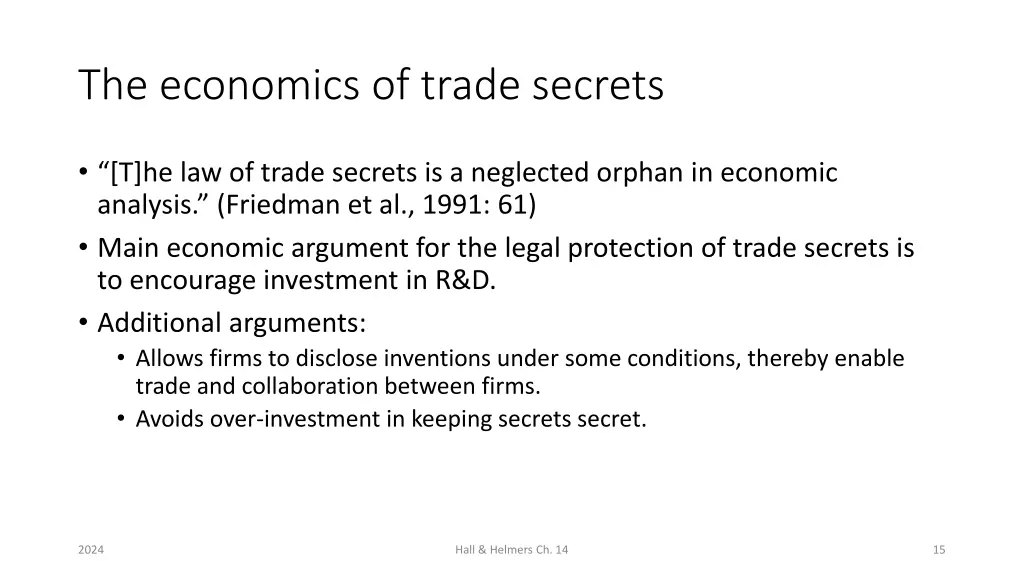 the economics of trade secrets