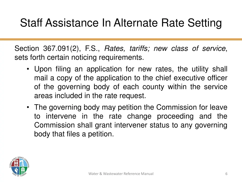 staff assistance in alternate rate setting 2