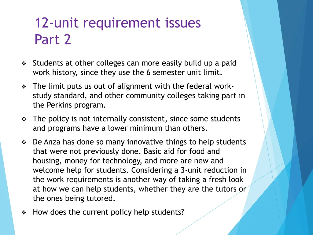12 unit requirement issues part 2