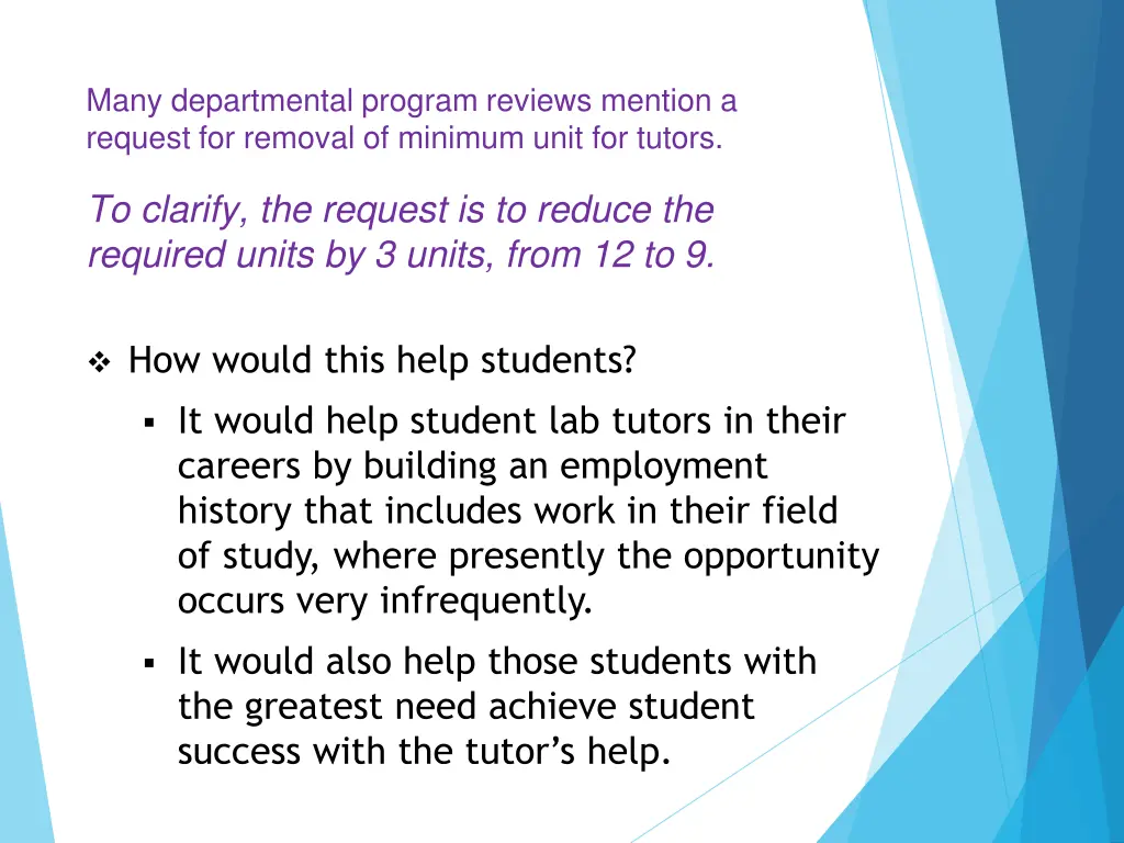 many departmental program reviews mention