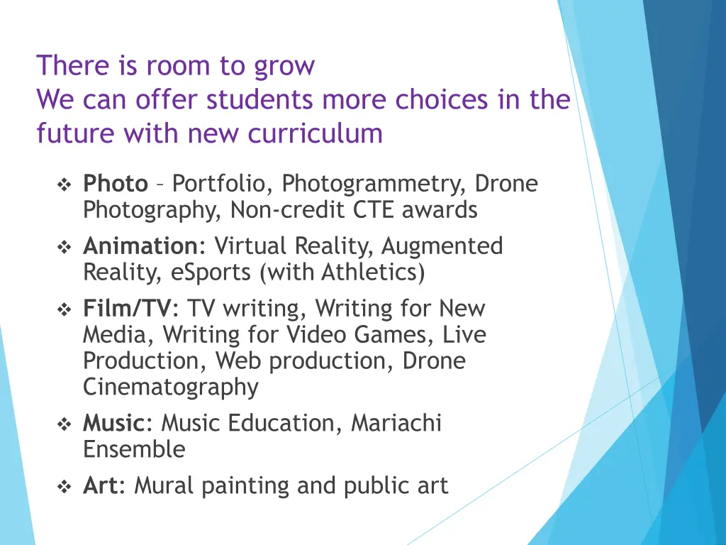 there is room to grow we can offer students more