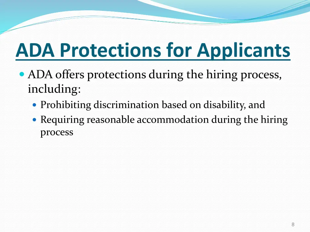 ada protections for applicants