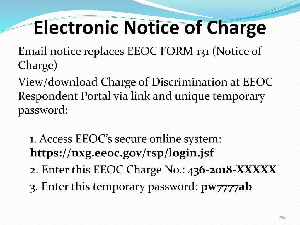 electronic notice of charge