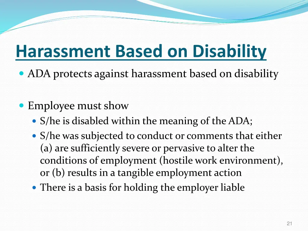 harassment based on disability