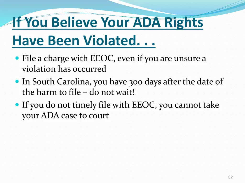 if you believe your ada rights have been violated