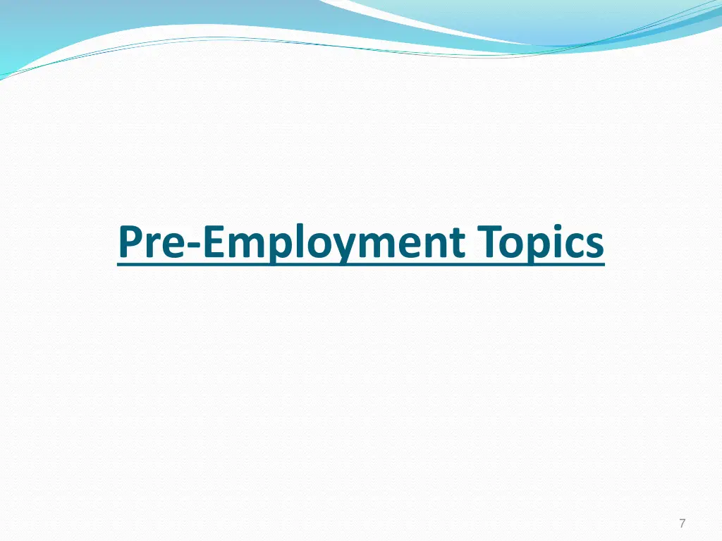 pre employment topics