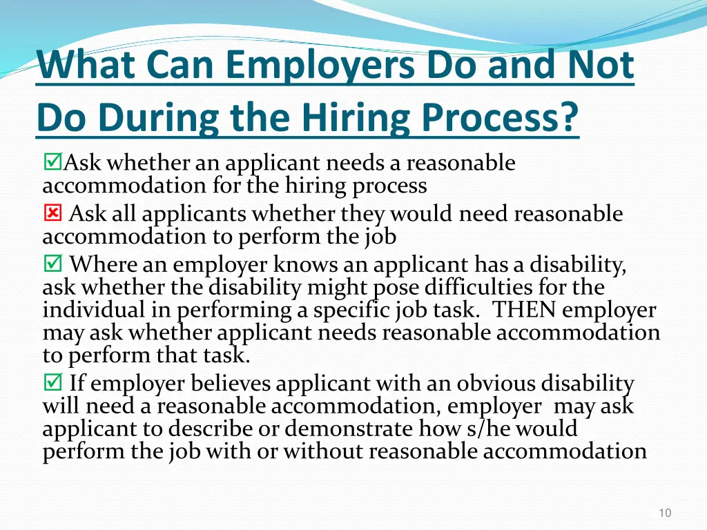 what can employers do and not do during 1
