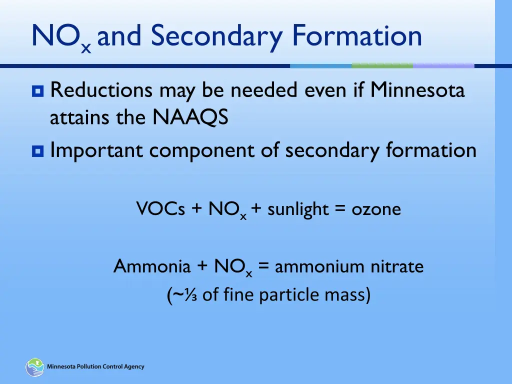 no x and secondary formation