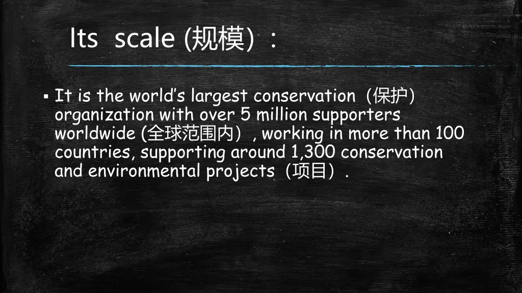 its scale
