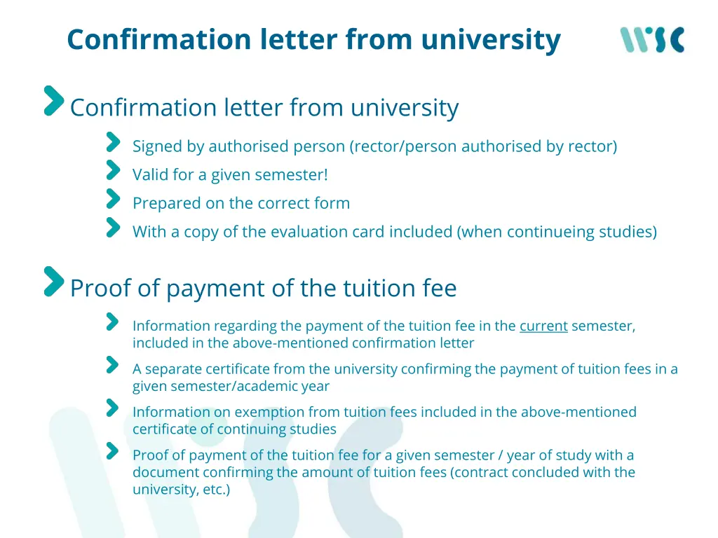confirmation letter from university