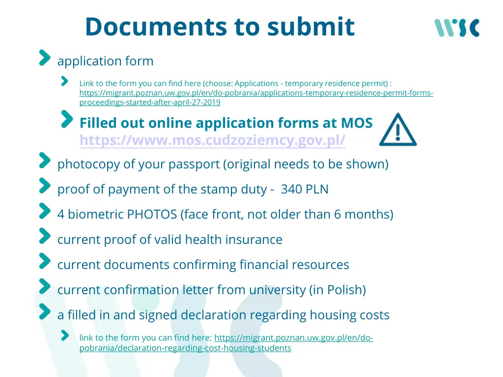 documents to submit