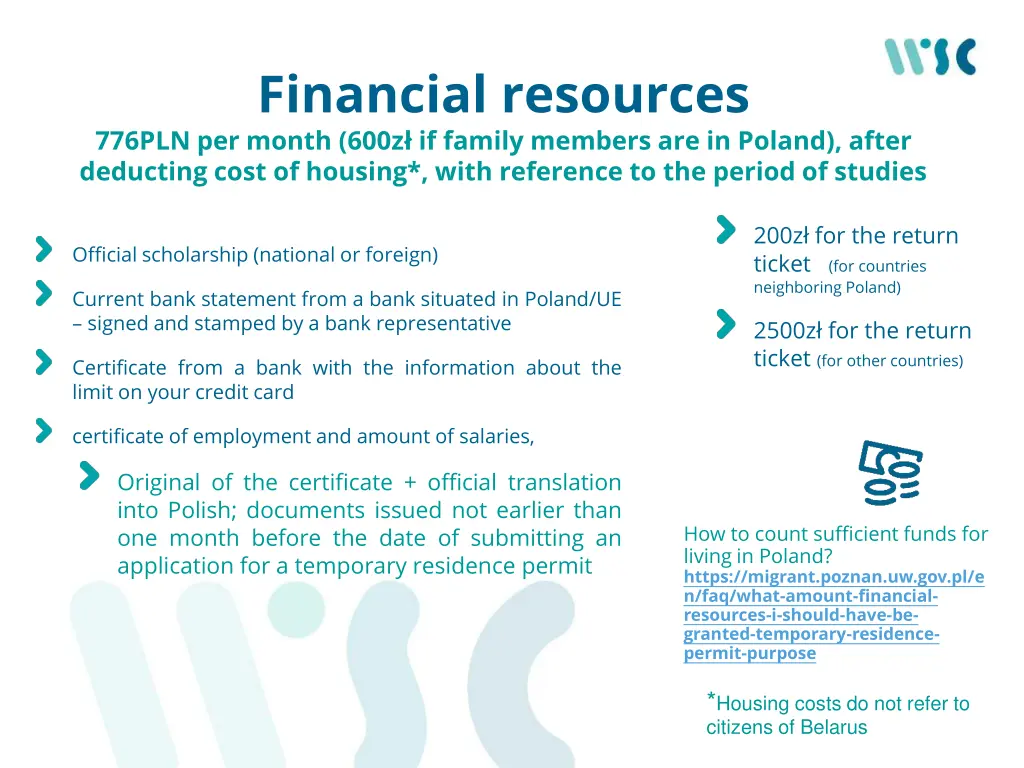 financial resources 776pln per month
