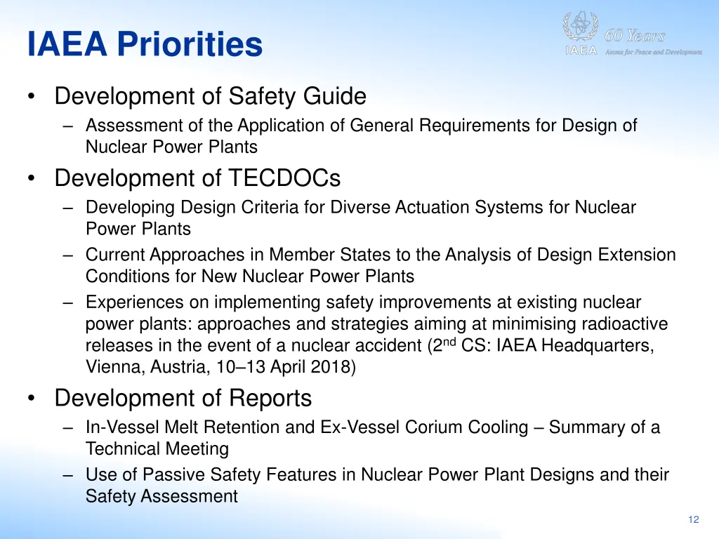 iaea priorities