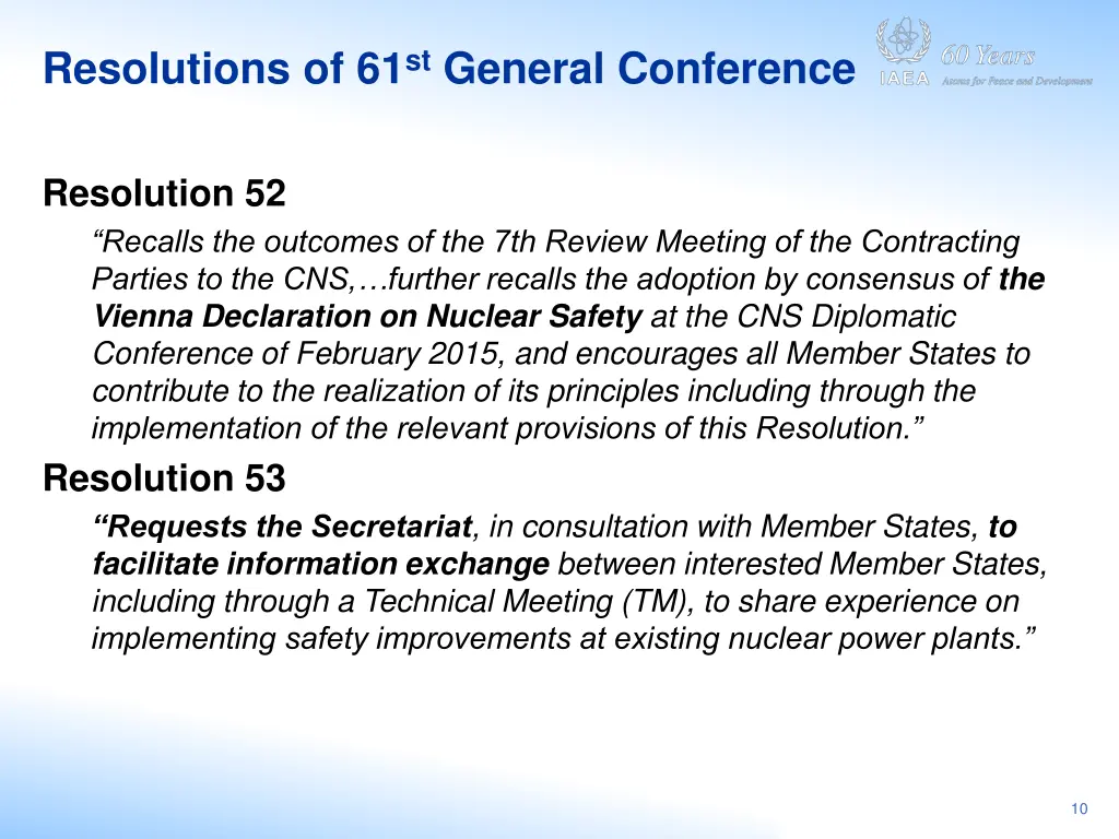 resolutions of 61 st general conference