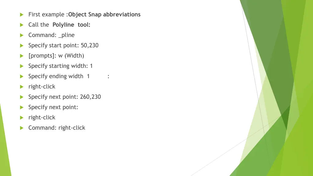 first example object snap abbreviations
