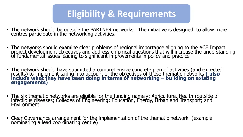 eligibility requirements