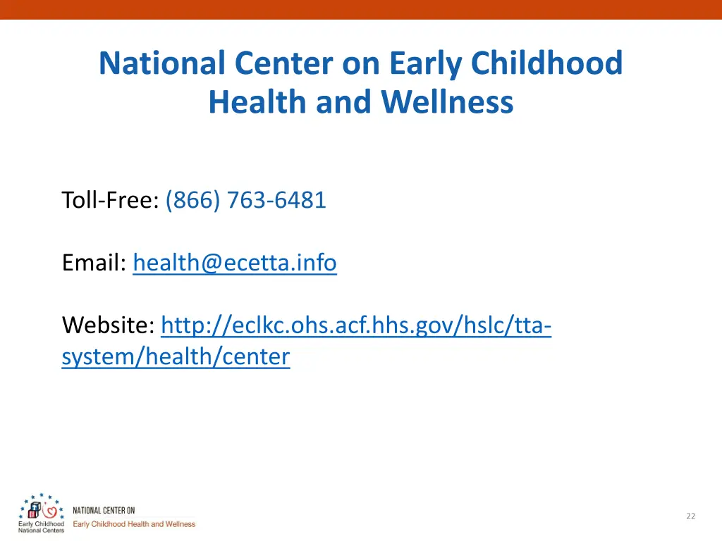 national center on early childhood health