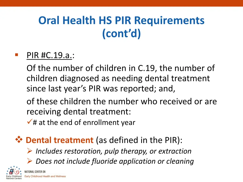 oral health hs pir requirements cont d 1
