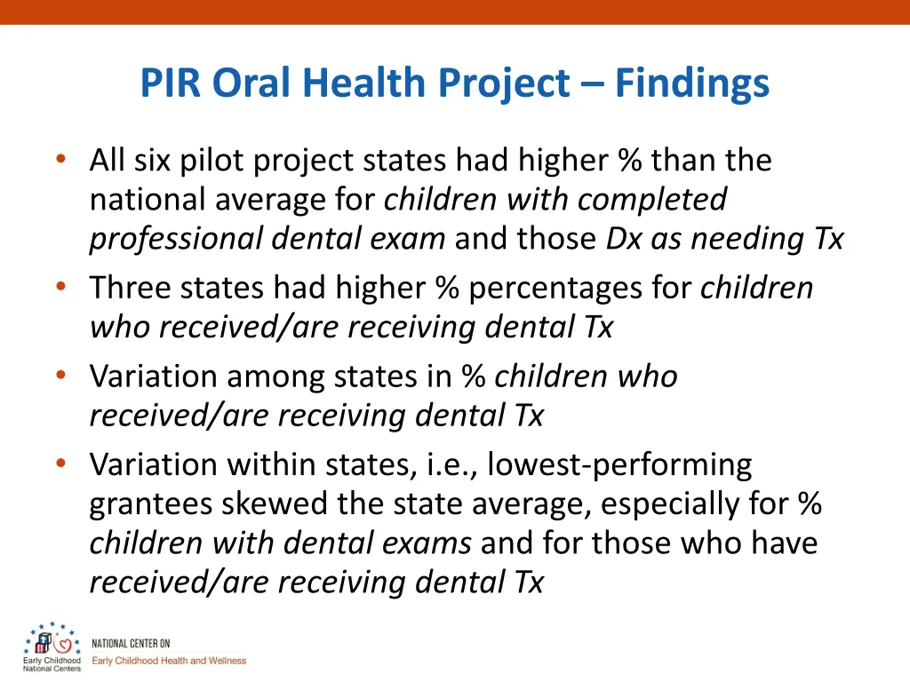 pir oral health project findings