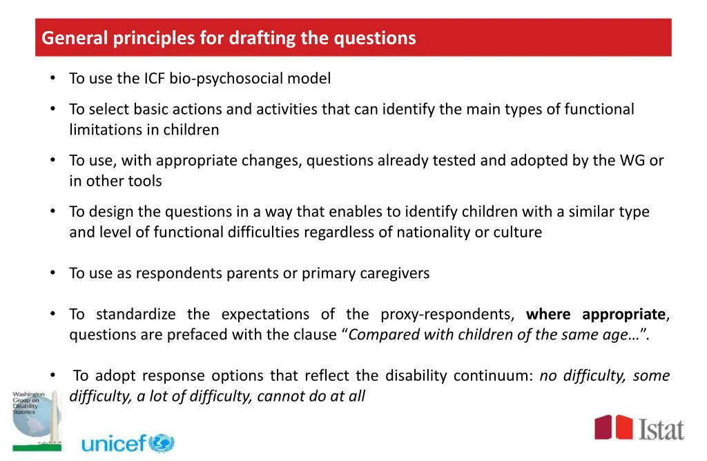 general principles for drafting the questions