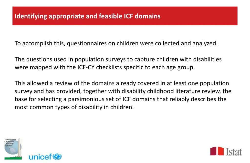 identifying appropriate and feasible icf domains