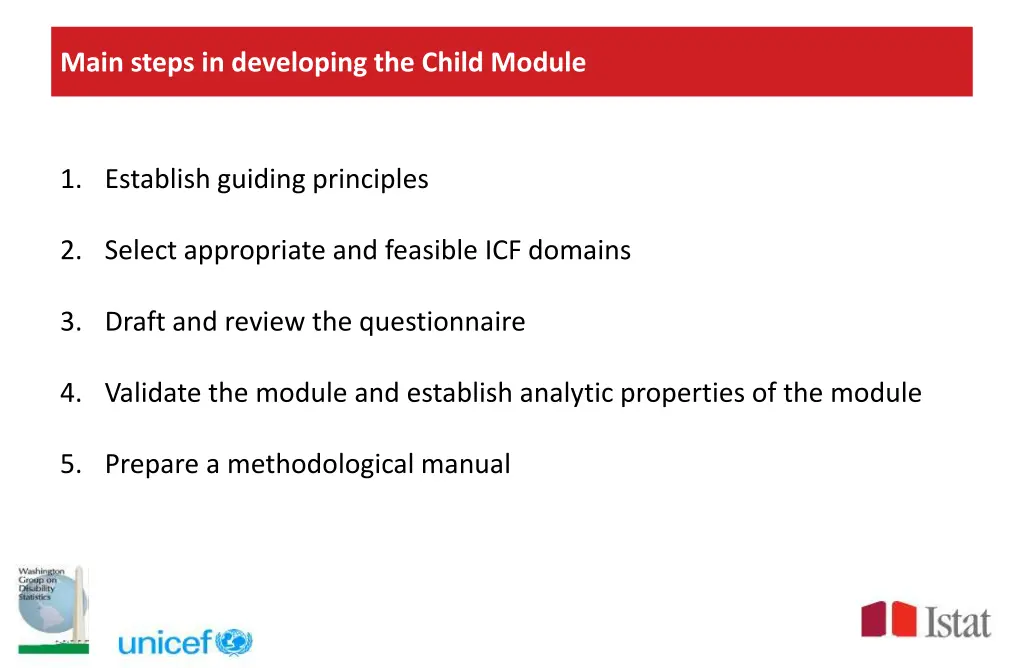 main steps in developing the child module
