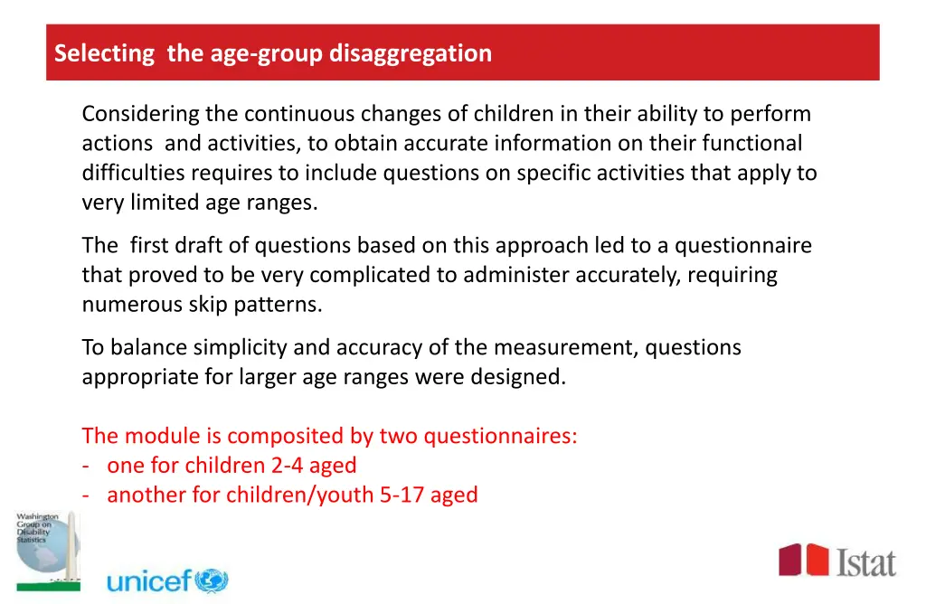 selecting the age group disaggregation